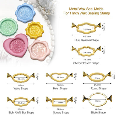 fsalisa 2PCS Metal Wax Seal Molds for 1 Inch Wax Sealing Stamp, DIY Craft Adhesive Waxing for Wedding Invitations Cards Letters Envelopes Wine Wrapping (Elliptic & Round Shape)