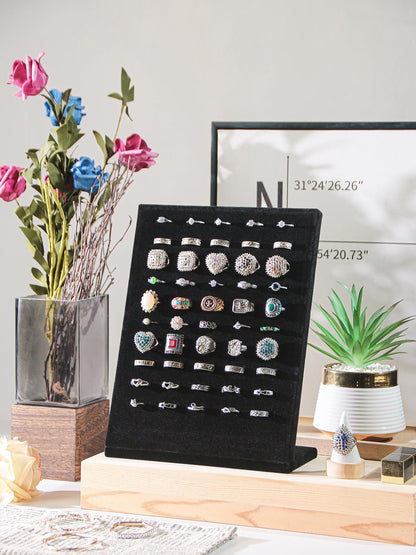 Ausalivan Ring Board Display Stand,Velvet Jewelry Earring Organizer Holder for Selling,Vendors Storage Tray for Multiple Rings (Black)