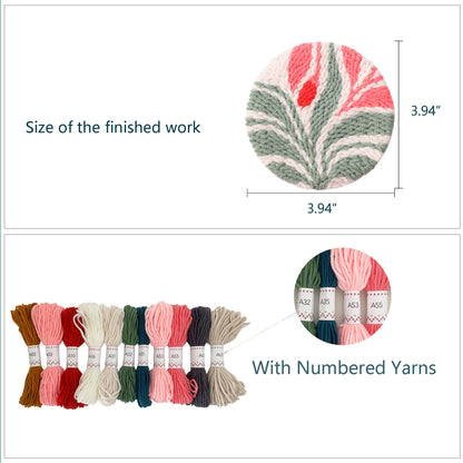 Punch Needle Coasters kit, 6-piece Flower Pattern Set - Cup Holder DIY Punching Needle Embroidery Kit (floral01)