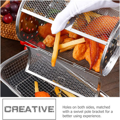 SHERCHPRY Rotisserie Grill Roaster Drum, Air Fryer Oven Basket, Stainless Steel Oven Rack for BBQ