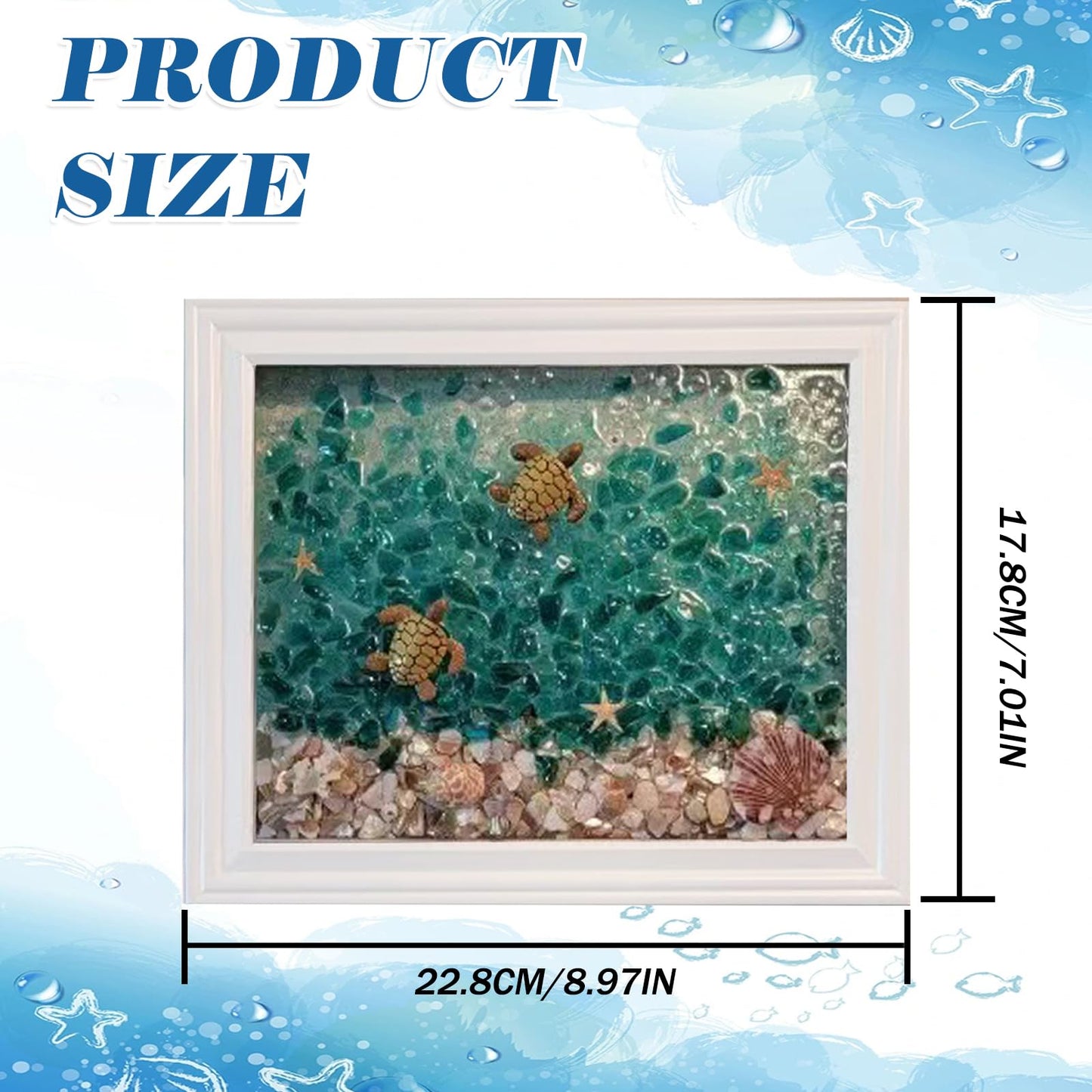 CIYOJA DIY Mosaic Kit for Adults – Complete Glass Mosaic Craft Kit with Sea Glass, Resin, Frame – Easy Resin & Stained Art Starter Set for Beginners & Adult Creative Projects (Turtle Design)