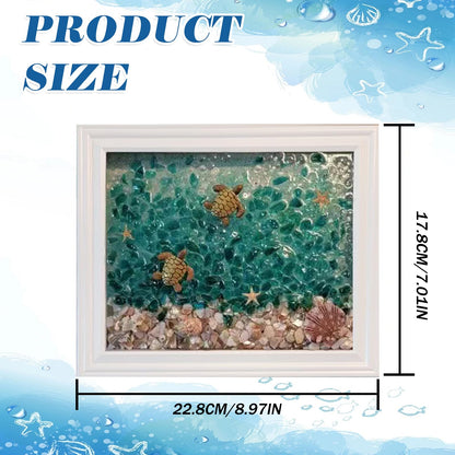 CIYOJA DIY Mosaic Kit for Adults – Complete Glass Mosaic Craft Kit with Sea Glass, Resin, Frame – Easy Resin & Stained Art Starter Set for Beginners & Adult Creative Projects (Turtle Design)