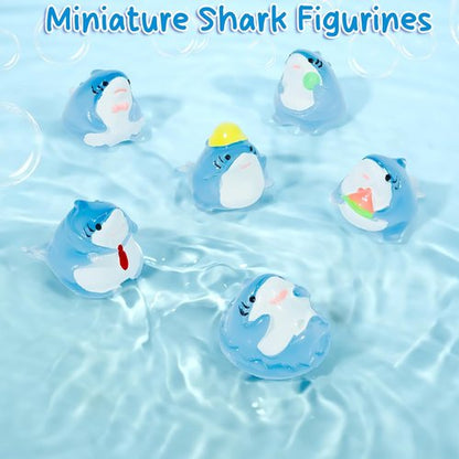 Exasinine Luminous Mini Resin Shark Figures - 6Pcs Glow in the Dark for Aquariums & DIY Crafts