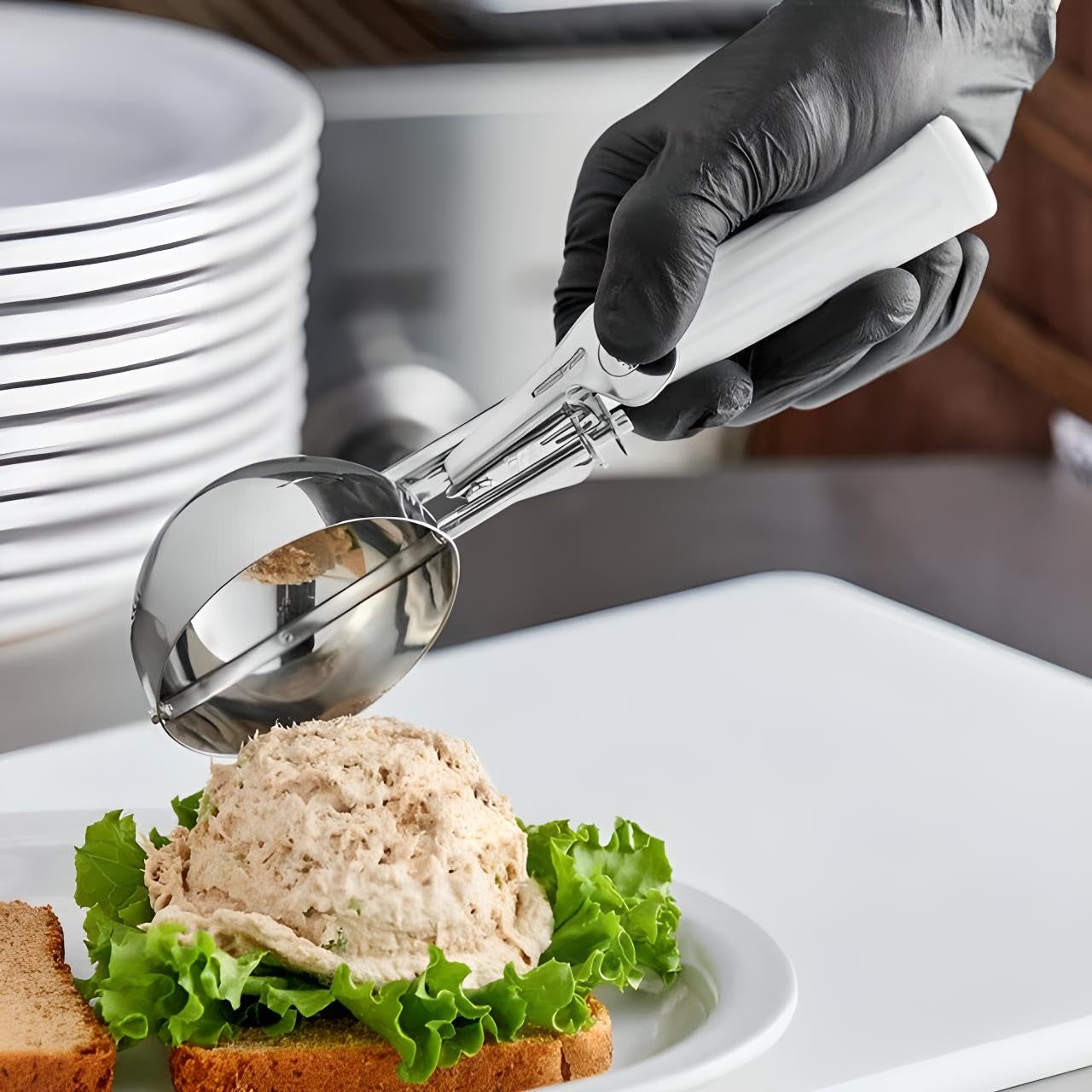 OCS Parts Professional Series #6 5/8-Cup Cookie Dough Scoop | 5.33-Ounce Round Stainless Steel Multipurpose Scoop for Dough, Baking, Batter, Meatballs, Rice, and Melon Balls | Dishwasher Safe