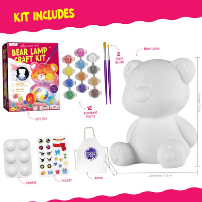 LAOESE Paint Your Own Bear Lamp Kit, Art Supplies Bear Painting Kit for Kids 6-12, Arts and Crafts for Kids Ages 8-12, Bear Toy Girls Boys Birthday Gifts for Kids Ages 3 4 5 6 7 8 9 10 11 12+