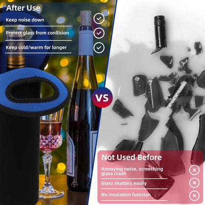 Desing Wish 2 PCS Wine Carrier Tote Bags for 750ml Bottles, Insulated Neoprene Wine Cooler Bags for Gift/Picnic/Party -