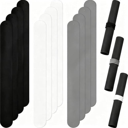 Charniol Wrapping Paper Roll Holder - 12-Piece Silicone Covered Metal Strips | 1 x 9 Inch Stabilizer (Black, White, Gray)