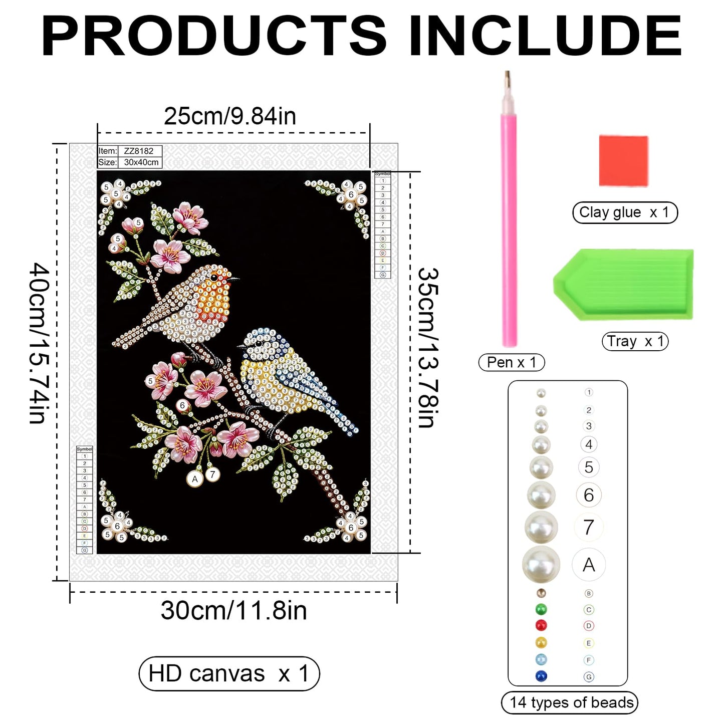 WSLWXSHM Pearl Diamond Painting Kits for Adults Bird, 5D Special Shape Diamond Art Kits for Beginners, Crystal Rhinestones Diamond Painting for Home Wall Decoration Gift 12×16inch/30×40cm Animal