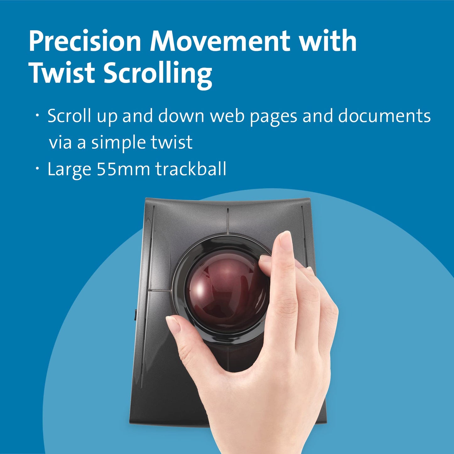 Kensington SlimBlade™ Pro Wireless Trackball, Rechargeable Battery, Bluetooth 2.4GHz Connection Options (K72080WW)