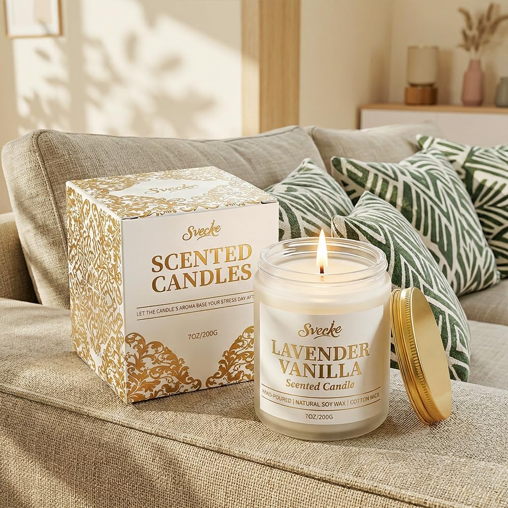 SVECKE Rose Scented Candle 7oz Soy Wax Jar Candle Long Burning Aromatherapy Candle for Home Bedroom Gift for Women Men Housewarming New Home Gift