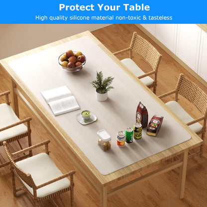 YOFUGA Silicone Mats for Kitchen Counter 47.2"x23.6"x0.08”, Largest Heat Resistant Mats for Countertop, Kitchen Island Silicone Protector Placemats Nonslip Extra Large Counter Mat (Translucent)