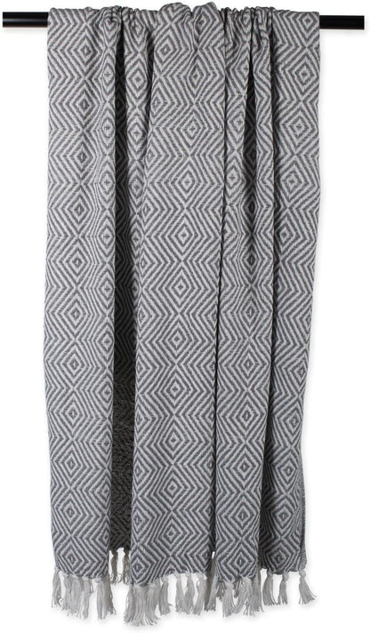 DII Diamond Throw Collection, Woven Cotton, 50x60, Mineral Gray