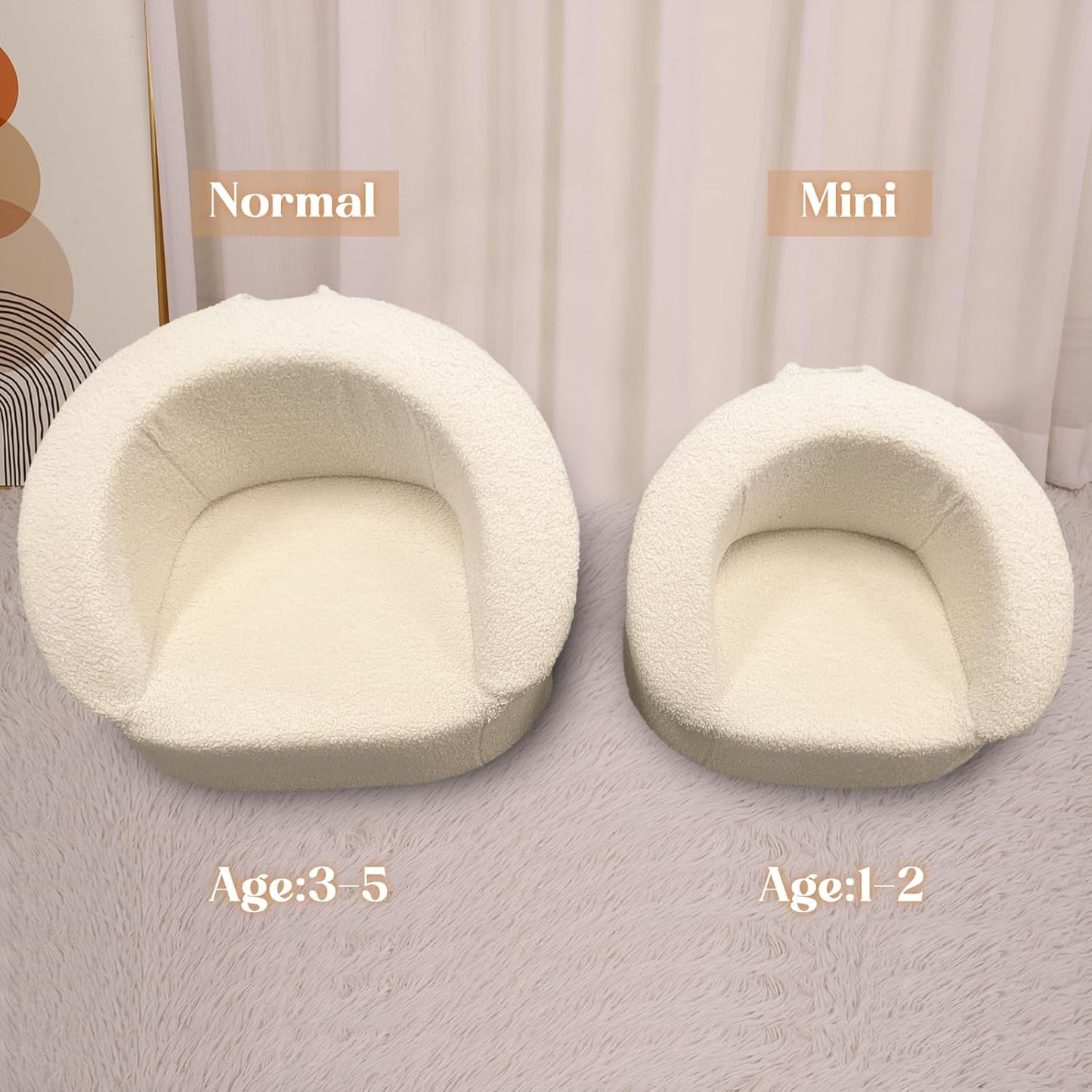 Hrebr 3-5 20.5'' Mini Toddler Chair Comfy Years Old - Compact Portable Toddler Chair with Carry Handle, Washable Cover