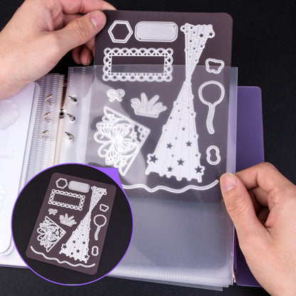 UNIMEIX Thicken 10 Pcs Magnetic Sheets for Die Storage with 1 Binder Cover, Stamp and Die Storage Die Cut Storage for Card Making Supplies(1.2 mm Thickness, Purple