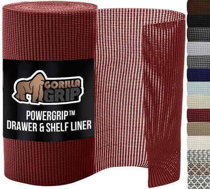 GORILLA GRIP powerGRIP Drawer Shelf and Cabinet Liner, Thick Strong Hold, Non-Adhesive Liners Protect Kitchen Cabinets and Cupboard, Bathroom Drawers, Easy Install, Breathable Mat, 12" x10', Beige