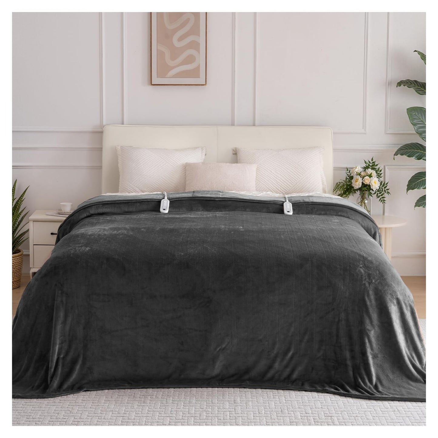 Heated Blanket Twin, Electric Blanket Soft Sherpa Flannel, 10 Hours Auto Shut-off & 8 Fast Heating Levels, Machine Washable ETL Certified, Heating Blanket for Bed & Sofa (62x84 inches, Gray)