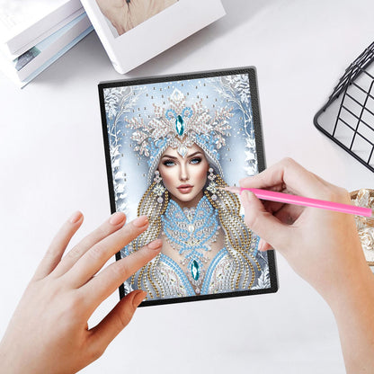 JZHYOAN Woman Diamond Art Note Book Gem Art Dairy Travel Drawing Message Art Notebook for Adult DIY Diamond Painting Blank Notebook Kits Cross Stitch Mosaic Notepad Embroidery for Office Desk Decor