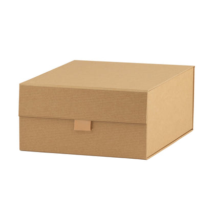 Purple Q Crafts 5 Pack Brown Kraft Ribbed Hard Gift Box With Magnetic Closure Lid 8"x8"x4" Square Favor Boxes With Classy Ribbed Paper Finish…