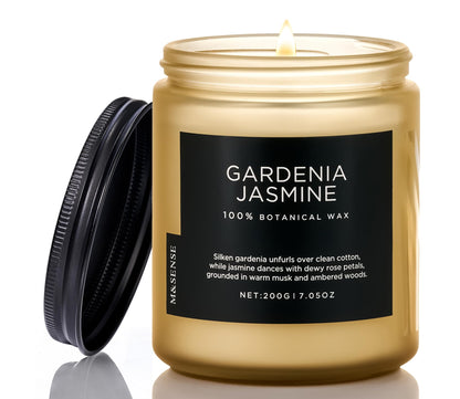 M&SENSE Gardenia Jasmine Scented Candles, 7.05oz Natural Soy Wax, Clean Non Toxic, 50 Hours Slow Burning Floral Scented Aromatherapy Candle for Housewarming Gifts Bath & Office