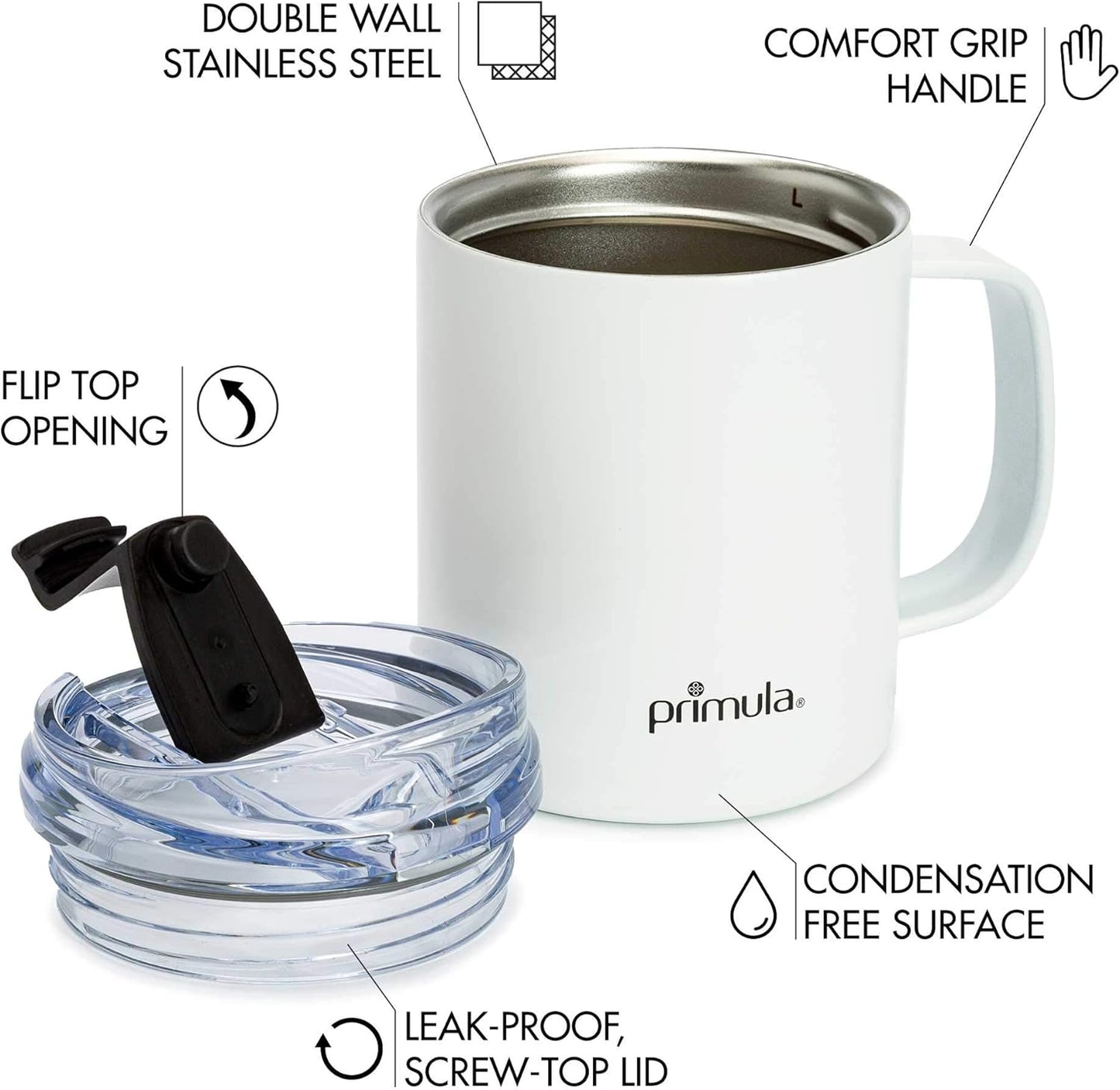 Primula 14 Ounce Coffee Mug, Vacuum Insulated Stainless Steel with Leak Proof Lid, Travel Tumbler Cup