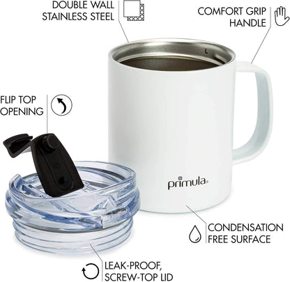 Primula 14 Ounce Coffee Mug, Vacuum Insulated Stainless Steel with Leak Proof Lid, Travel Tumbler Cup