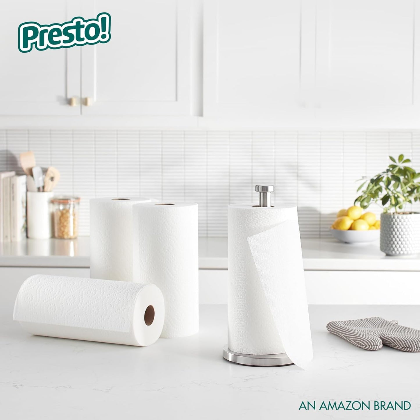 Presto! Ultra-Strong Premium Paper Towels - Flex-a-Size, 158 Sheets, 12 Huge Rolls (2 Packs of 6) - White