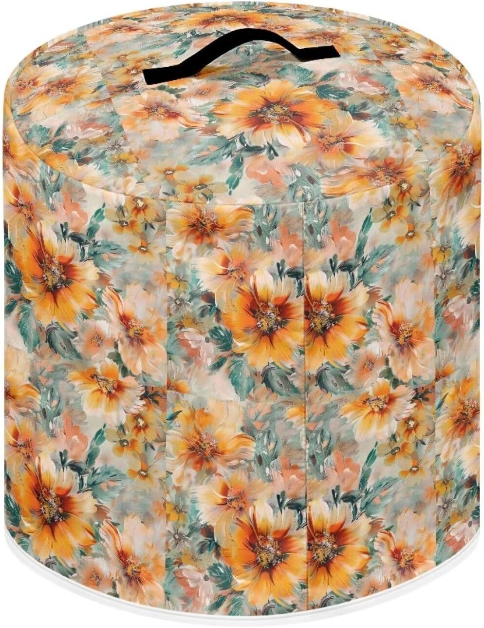 Orange Flowers Electric Appliance Cover, 6 Quart Stain Resistant Cover for Rice Cooker, Water Resistant Kitchen Decor