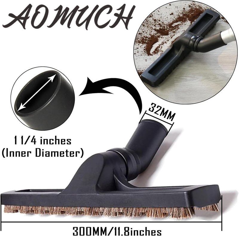 AOMUCH 12" Universal Vacuum Cleaner Attachment 360° Swivel Floor Brush Tool 1.25" 32mm ID Vacuum Brush Accessorie