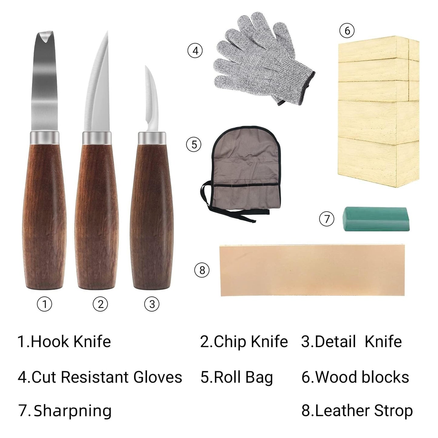 Cor cordium Wood Whittling Kit with Basswood Blocks Sets for Adults and Beginners,Carving Set Includes 3pcs Widdling Knife & 8pcs Blocks & Gloves,Gifts for Christmas,Fathers Day,Mothers Day