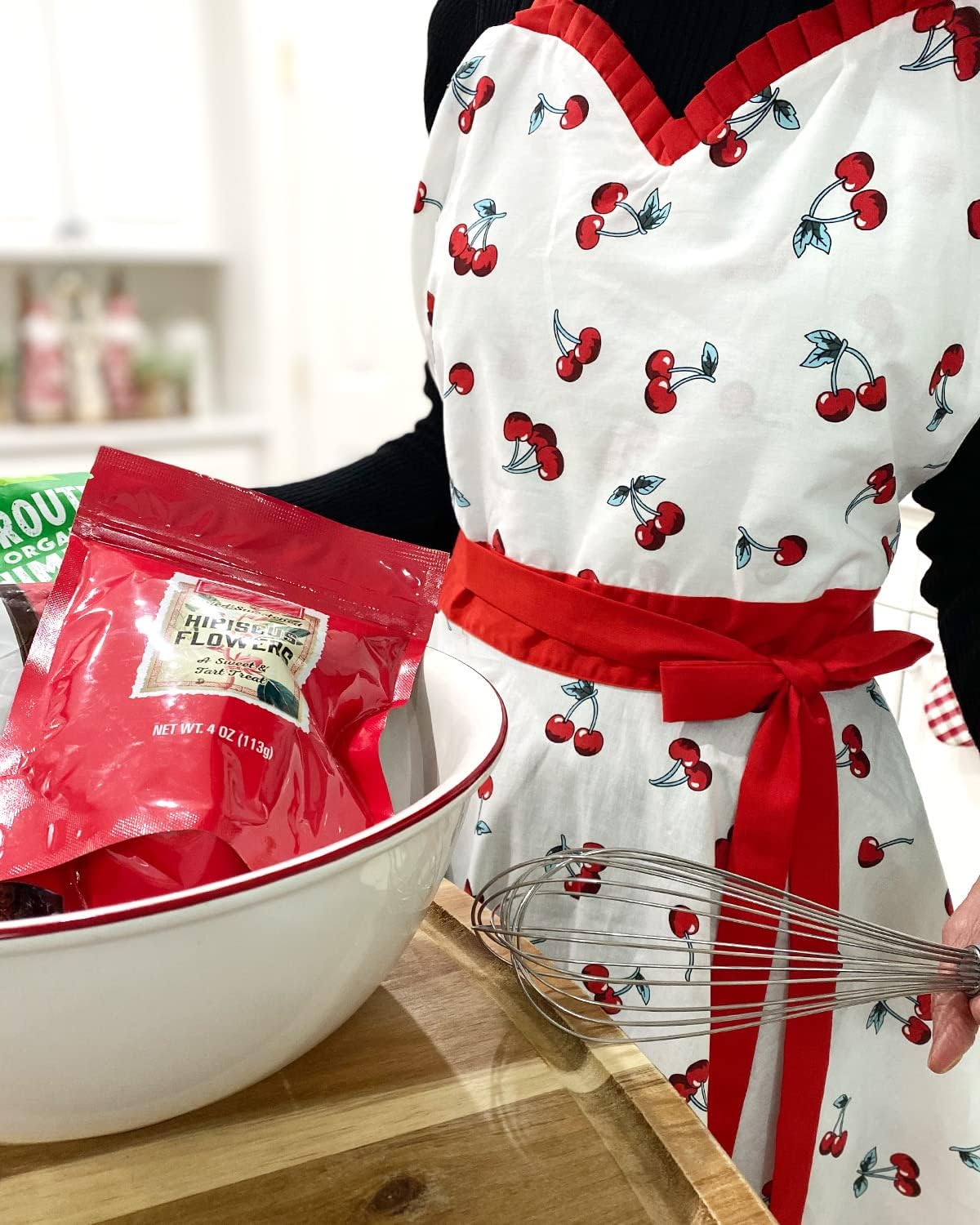 Wrapables Sweet Cherries Adjustable Flirty Hostess Apron