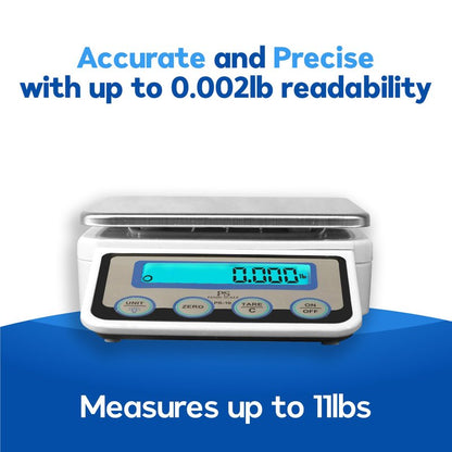 Penn Scale PS-10 Digital Kitchen Portion Scale - 11lb Electric Kitchen Scale with 0.002lb Readability - Removable Platter & LCD Display - Lb, Oz, G Unit Conversion (AC & Battery Powered)