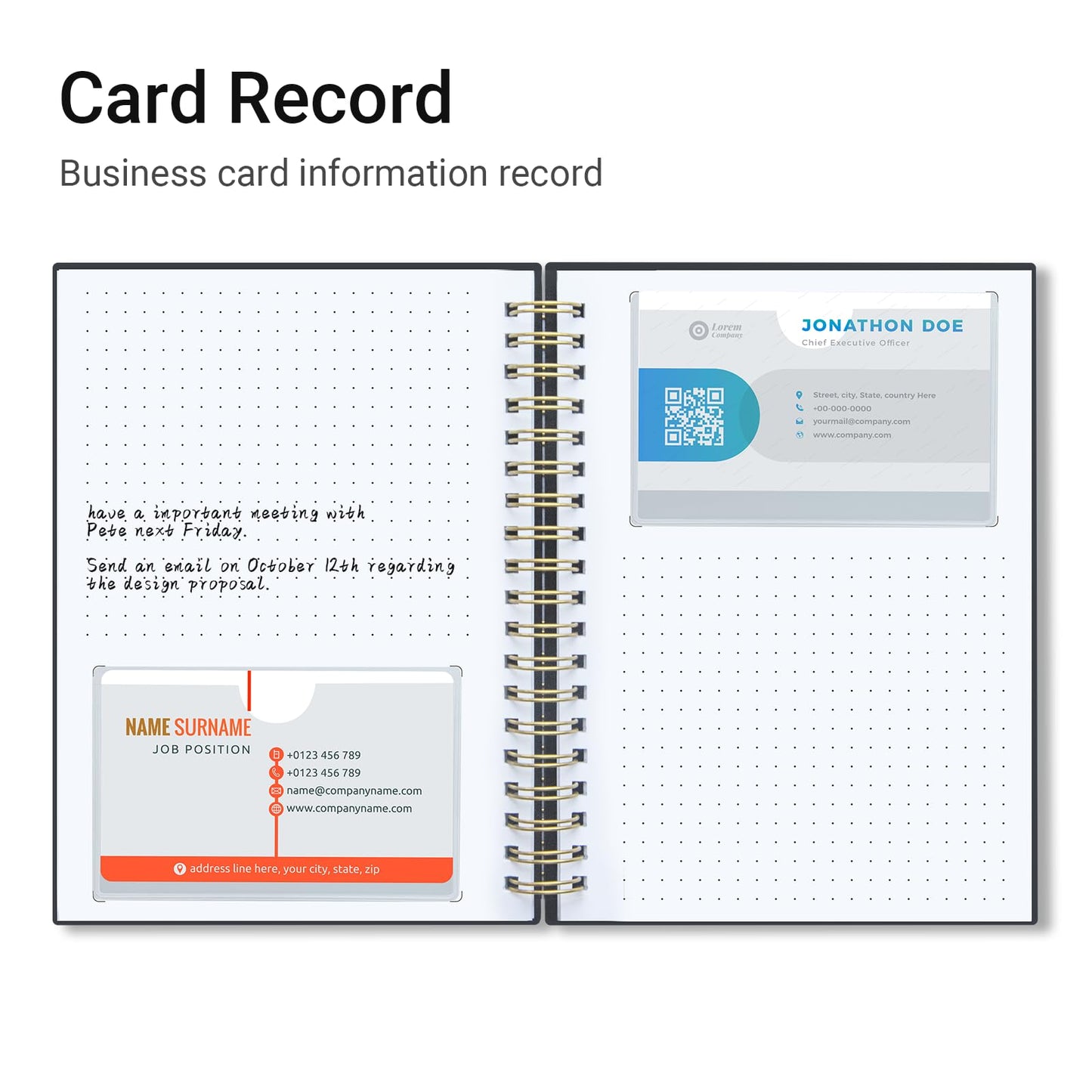 OneSky Business Card Organizer, Credit Card Organizer, Large Notes Area for You to Record any Information about the Card, Suitable for Business/Credit/Gift Cards,etc.Capacity: 64 Cards (BLACK)