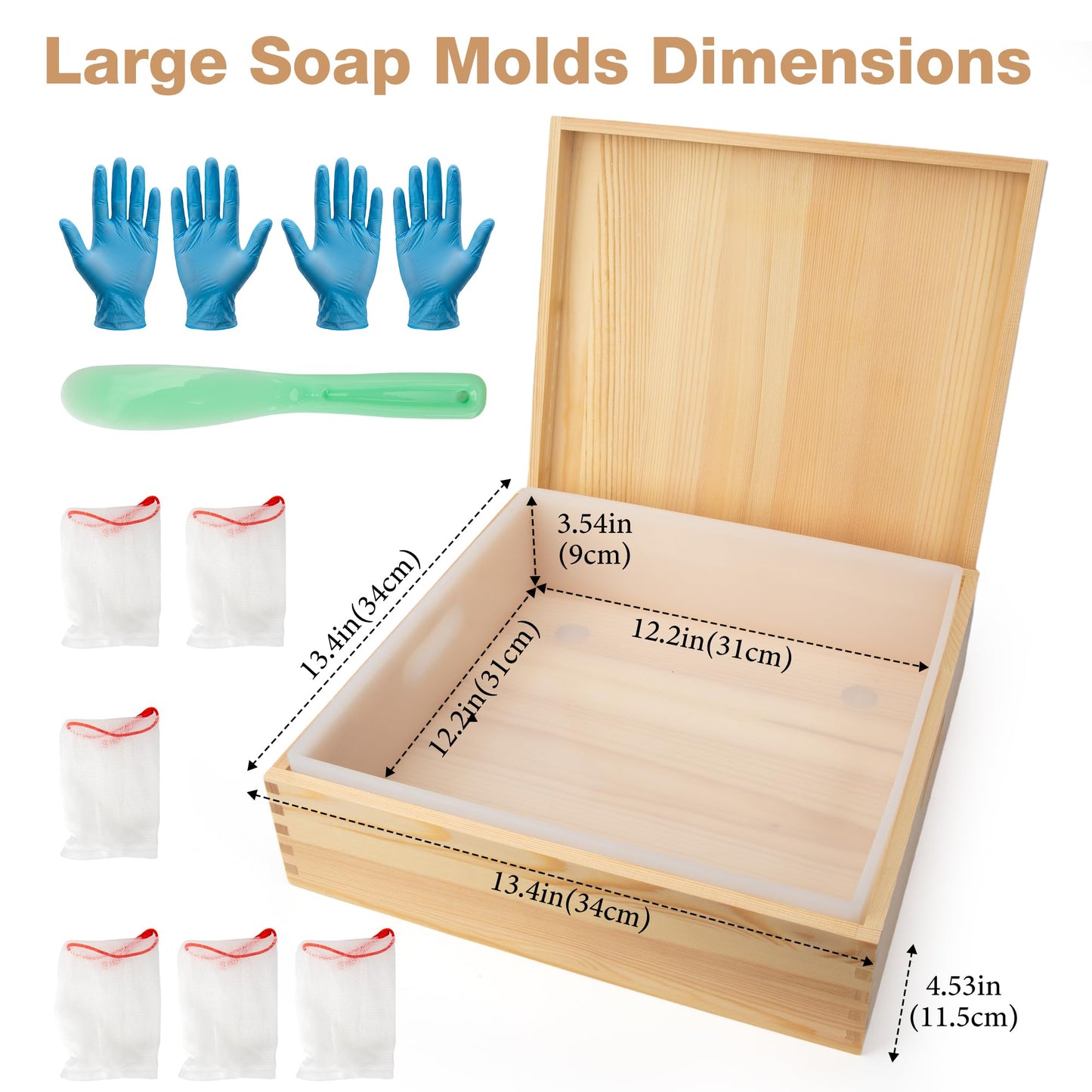 Homar Large Soap Molds- Square Silicone Soap Molds for Soap Making 8l 282oz 18lb DIY Handmade Soap Molds Making Kit