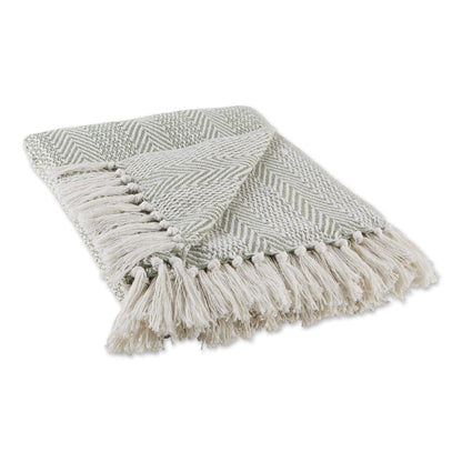 DII Herringbone Striped Collection Cotton Throw Blanket, 50x60, Artichoke