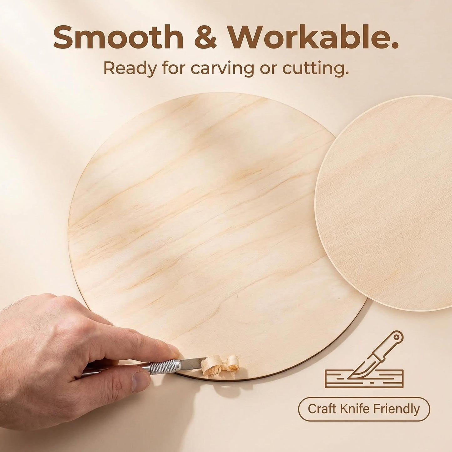 10 Pack Blank Unfinished Round Wood DIY Crafts Signs 2mm Basswood Sheets for Laser Cutting 12 Inch Wooden Door Hanger Sign DIY Painting Halloween