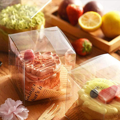 20 Pack 4''x 4'' 4'' Set Packaging x Clear Candy Apple Boxes with Hole and Sticks Food Grade Plastic Clear Caramel