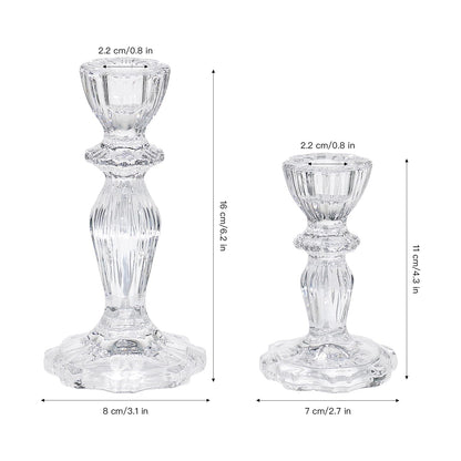 CHOCSTAY Glass Candlestick Holders Set of 3, Clear Candle Holder Taper Candle Holders for Candlesticks, Table Centerpiece, Home Decor,Wedding, Birthday, Party, Christmas