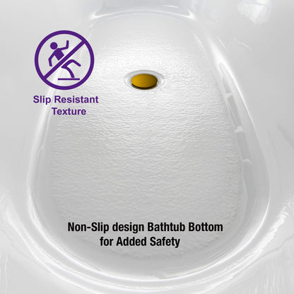 WOODBRIDGE 59" Acrylic Freestanding Bathtub Contemporary Soaking White Tub with Brushed Gold Overflow and Drain，B0085-BG-Drain&O