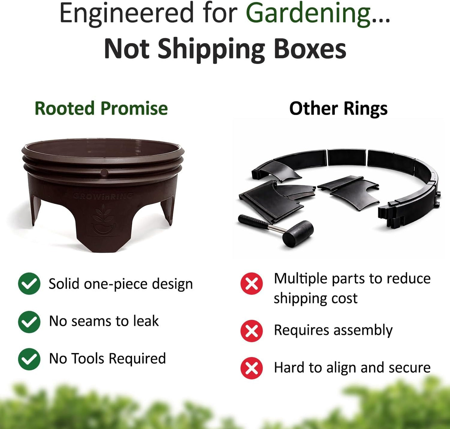 7 inch 12 Pack Solid Planting Grow Rings | Earth Brown | One-Piece Design for Deep Root Watering Veggies, Herbs