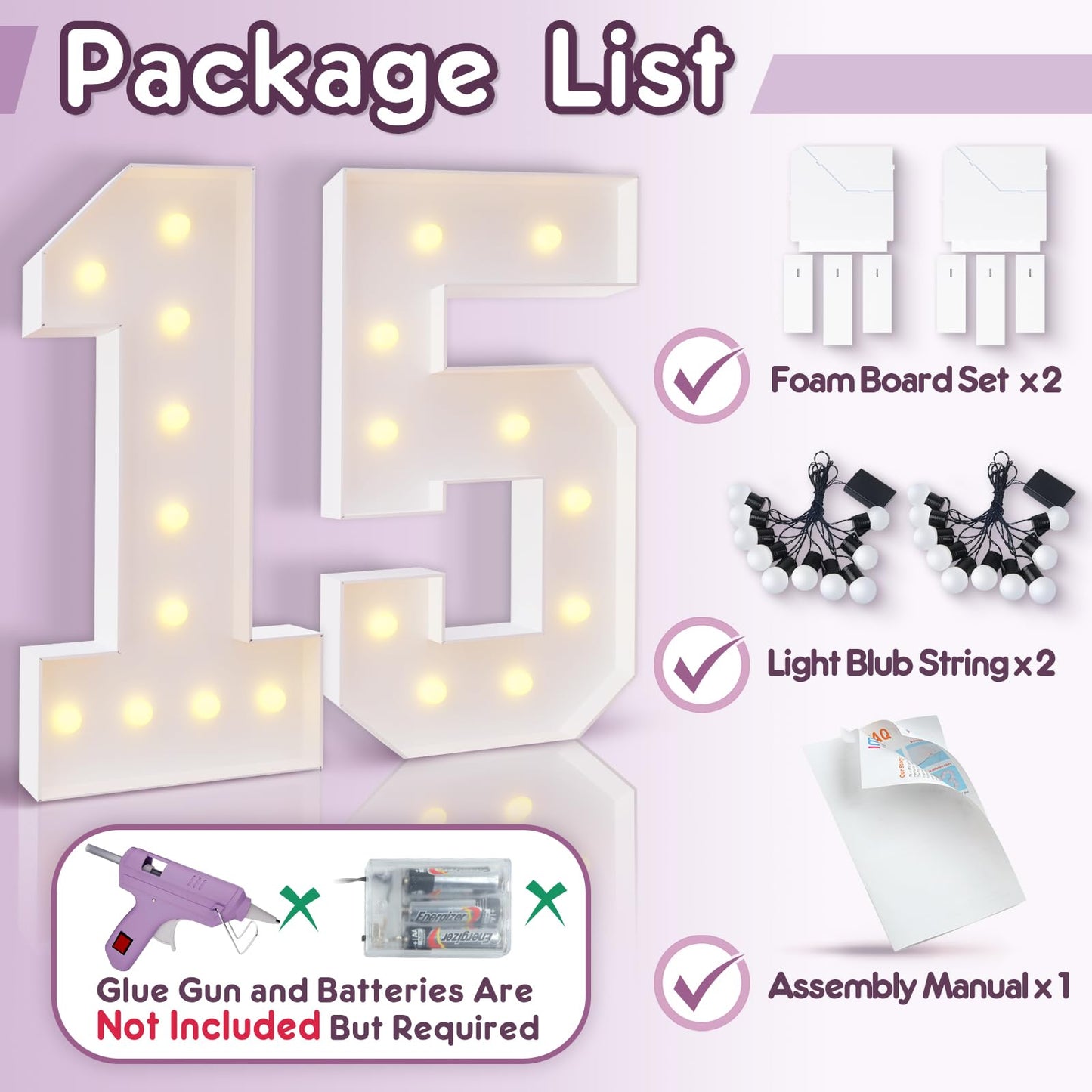 Bugame Light Up Numbers 4FT, Number 40 Light Up Sign Marquee Numbers 4 Feet Tall, Large 40 Marquee Number for 40th Birthday Party Decorations Mosaic Número
