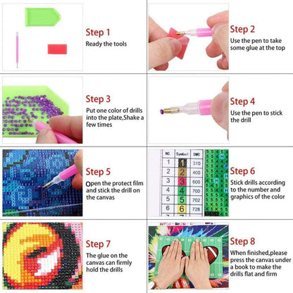 HUBENDMC 9 Pack 5D Diamond Painting Kits Cute Full Drill DIY Gem Arts and Crafts for Beginners Kids Ages 8-12 Diamond Dots for Home Wall Decor 6X6 inch