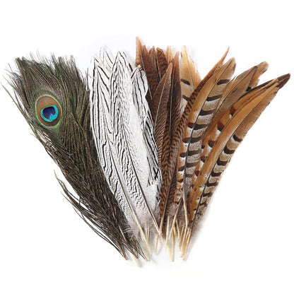 Flying Feathers 12pcs Natural Pheasant Feathers 25-30cm 4 Style Feathers Mixed Peacock Feathers for DIY Craft Wedding Home Party Decorations FF16…