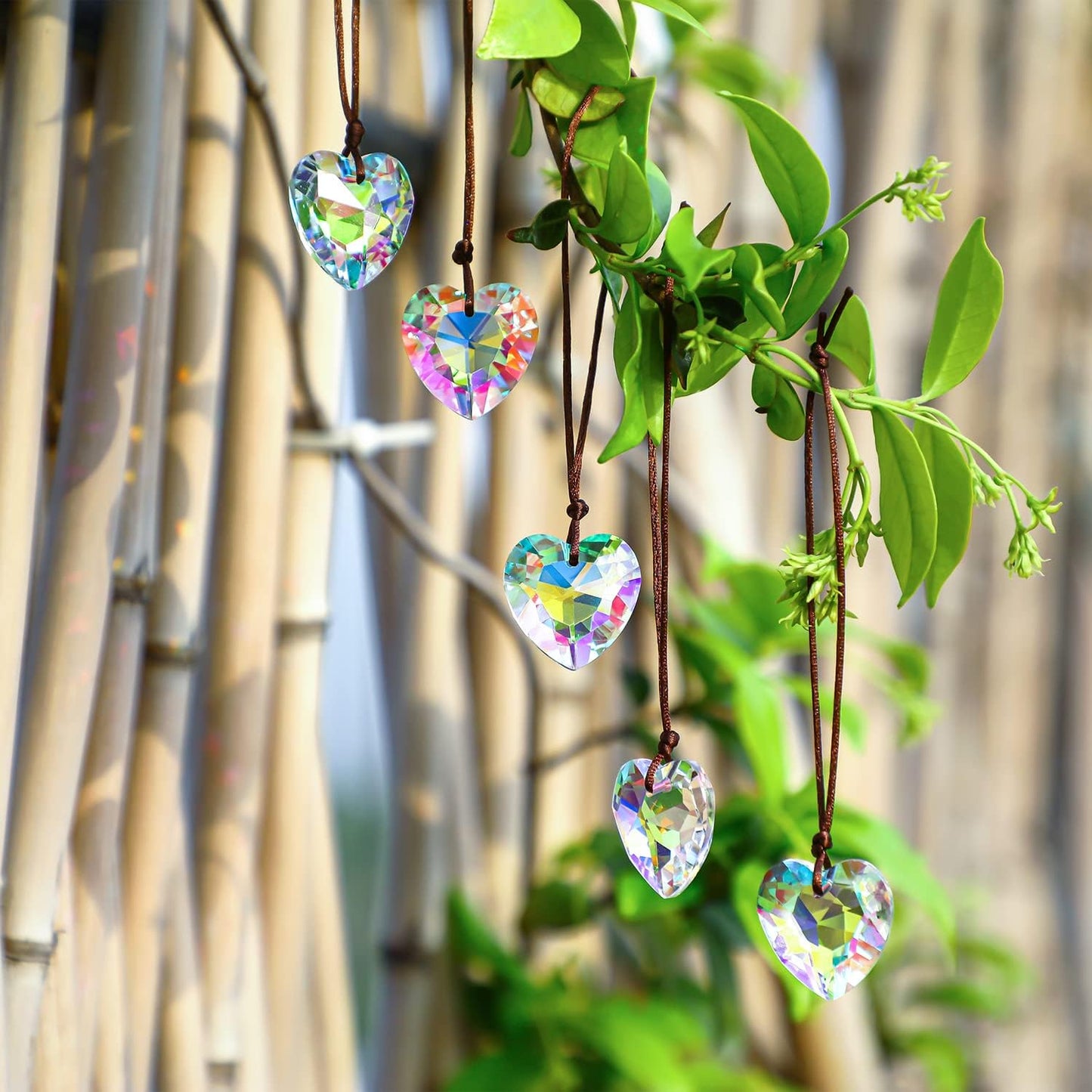 12pcs 27mm Colorful Crystal Heart Prism Suncatcher, Heart Prism Chandelier Drop Parts Window Sun Catcher Crystals