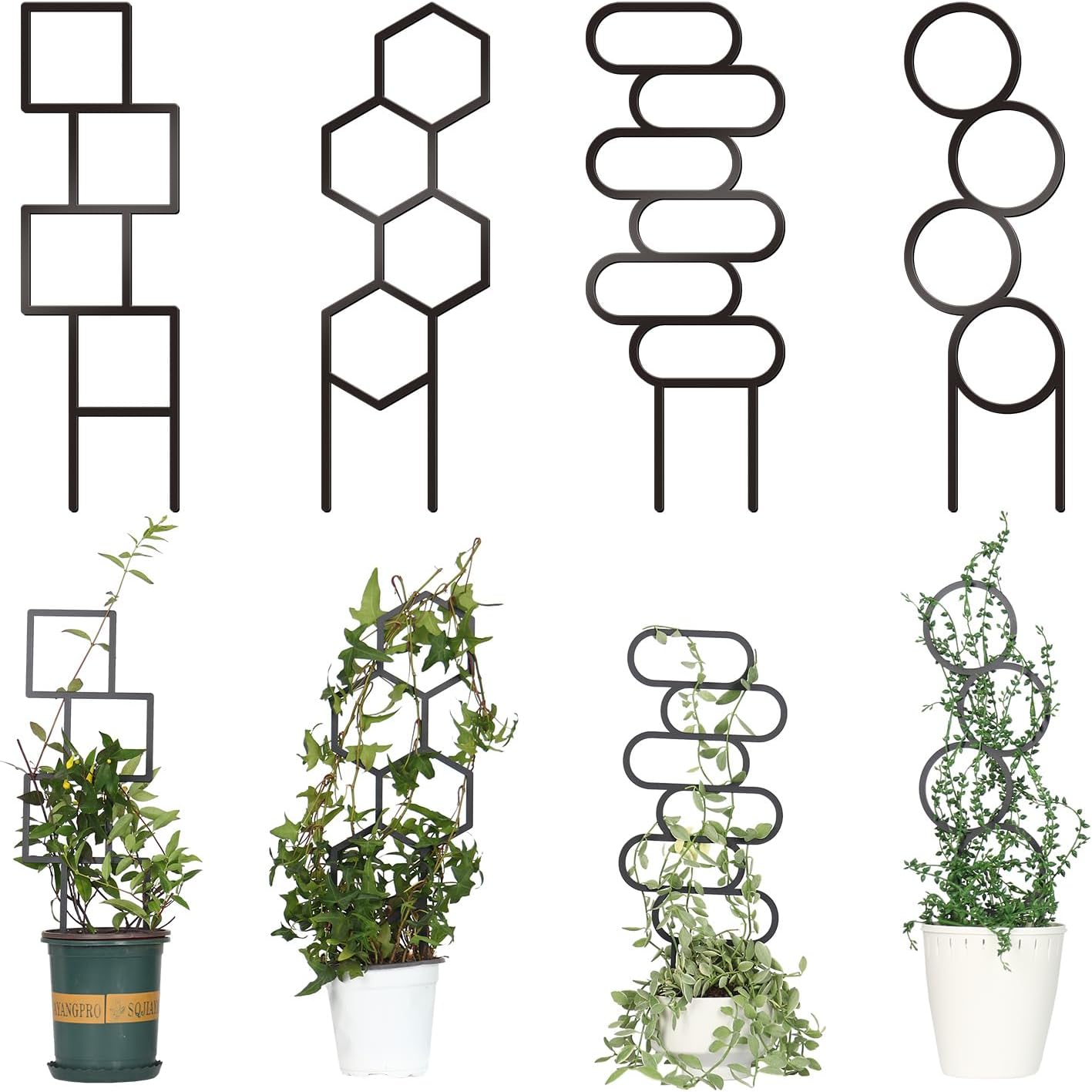 KOYILTD 4 1) Pcs Trellises for Climbing Plants Indoor Metal Climbing Plant Support Metal Plant Trellis for Pots Garden