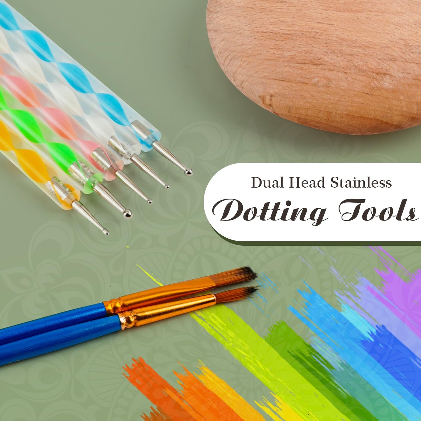 Mandala Rock Painting Kit - Mandala Dotting Tools Kit - 5 Large Wooden Rocks for Painting with 6 Stencil Supplies, Dotting Tools for Painting - Dot Art and Crafts for Adults Women - Mothers Day Gift