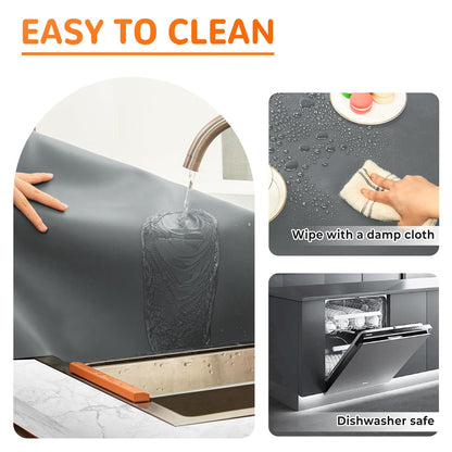 Warome Silicone Mat, 47"x 23" Silicone Mats for Kitchen Counter, Nonslip Heat Resistant Mat, Extra Large Kitchen Counter Mat, Countertop Protector for Craft, No Creases-Gray