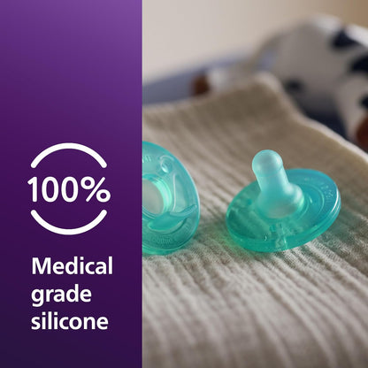 Philips Avent Soothie Baby Pacifiers - 100% Silicone, BPA-Free, Durable Design, Green, 4 Pack for 0-3 Months