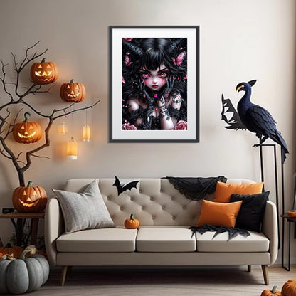 Bowetile 5D Gothic Diamond Art Kits for Adults Beginners, Halloween Diamond Painting Kits, DIY Full Round Drill Diamond Dots Paintings Picture Gem Art Craft for Home Wall Decor 12x16 Inch