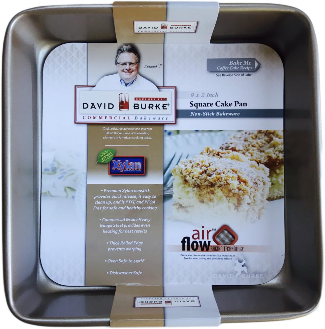David Burke Kitchen Commercial Weight Bronze Square Cake Pan, 9 x 9 x 2 Inches