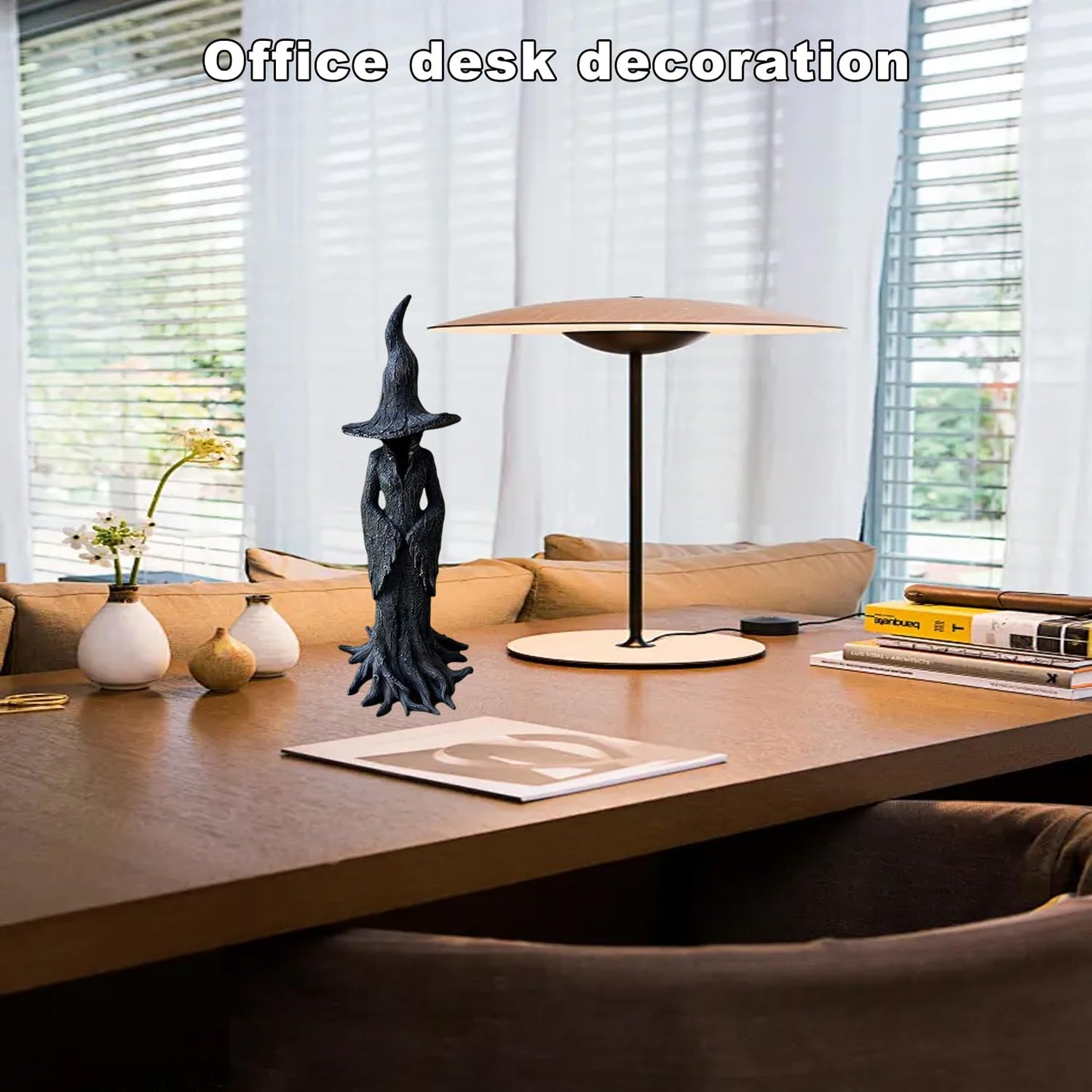 PMDYBY Resin Tabletop Gothic Decor Witch Statue, Retro/Modern Style Decor, Bookshelf/Desktop Decoration and Has A Cool Mystic Look 7.5 Inch